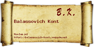 Balassovich Kont névjegykártya